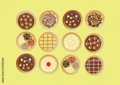 Mini pies or mini martabak with various toppings