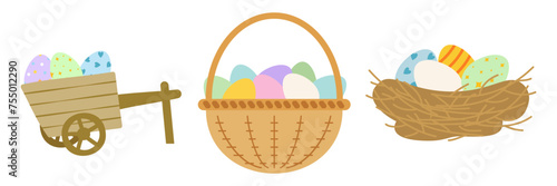 Easter eggs flat cartoon vector photo