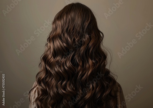 Lustrous Brown Curls on Display, close-up of rich, curly brown hair reveals intricate waves and textures, capturing the essence of elegance and natural beauty