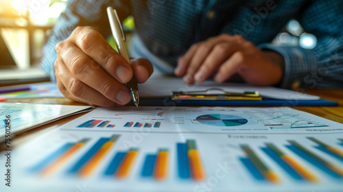 a person studies the financial strategy chart
