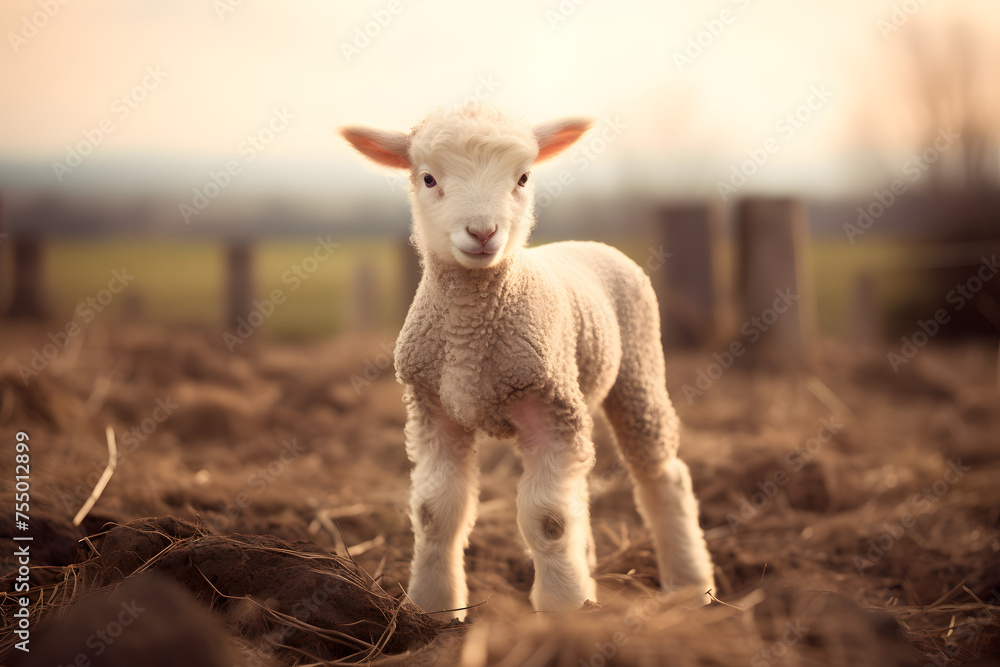 Fototapeta premium baby lamb, lamb baby, lamb running around, lamb baby, sheep