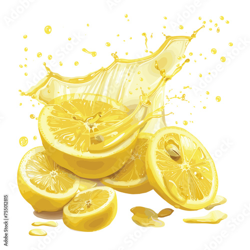 Vector vibrant yellow lemon fruit with a splash isolated on the background