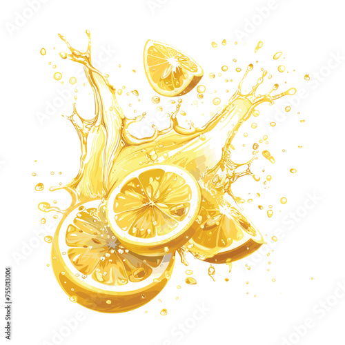 Vector vibrant yellow lemon fruit with a splash isolated on the background