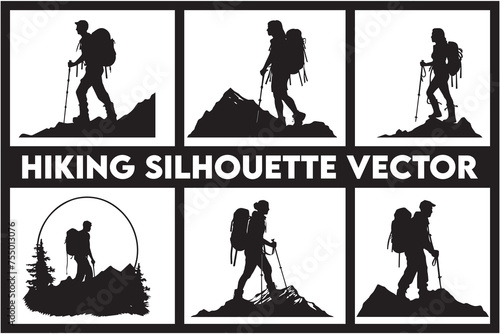 Hiking Silhouette Vector Bundle