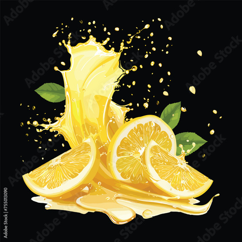 Vector vibrant yellow lemon fruit with a splash isolated on the background