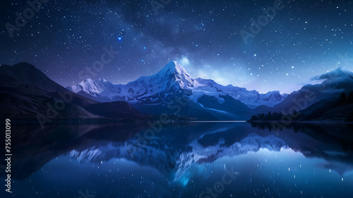 Night Sky Magic: Mountain and Star Reflection