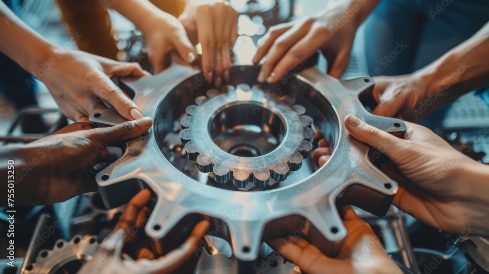 Teamwork Metal Gear cog alluminium steel metal for business wheel team teamwork hand ...