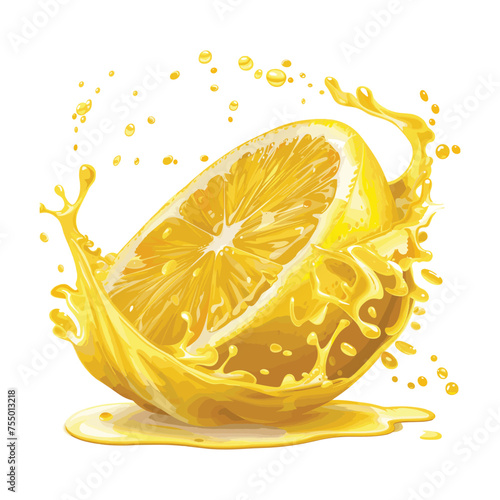 Vector vibrant yellow lemon fruit with a splash isolated on the background
