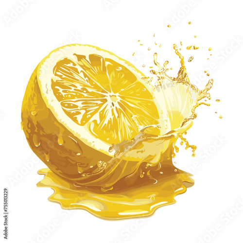 Vector vibrant yellow lemon fruit with a splash isolated on the background