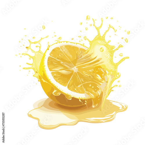 Vector vibrant yellow lemon fruit with a splash isolated on the background
