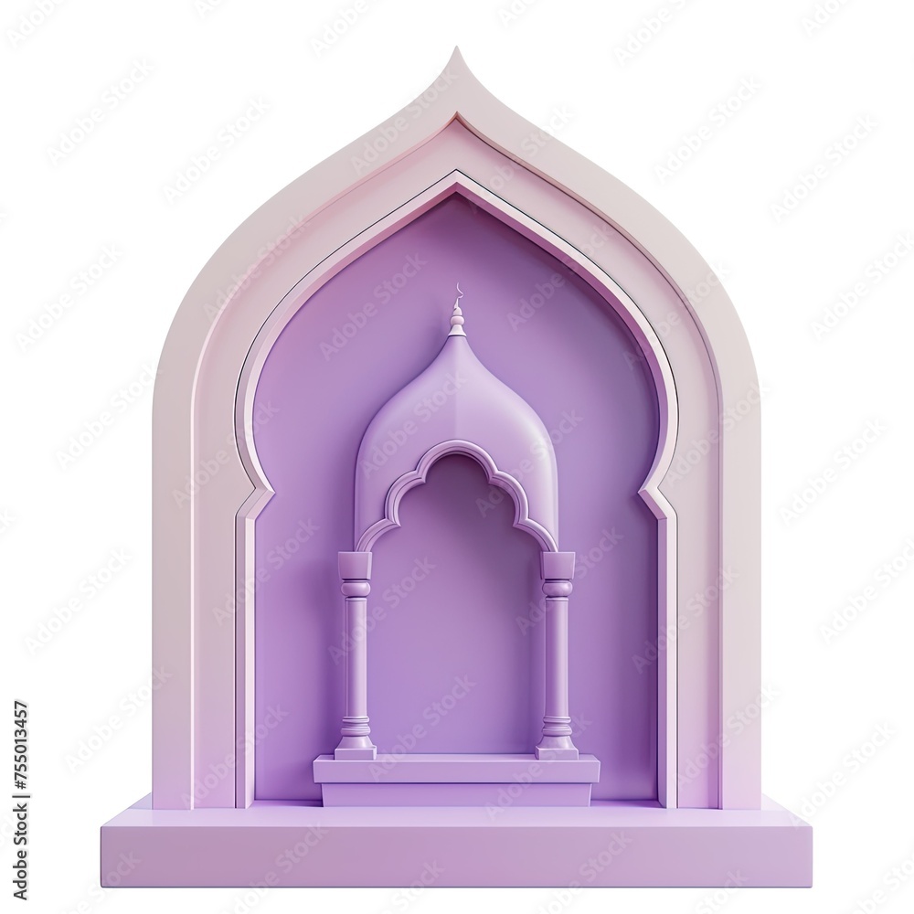 Fototapeta premium light purple icon islamic prayer niche isolated on white 
