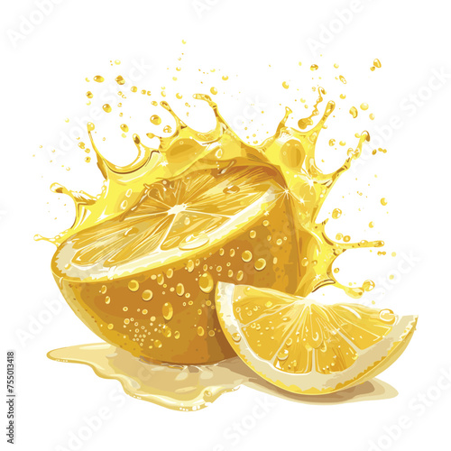 Vector vibrant yellow lemon fruit with a splash isolated on the background