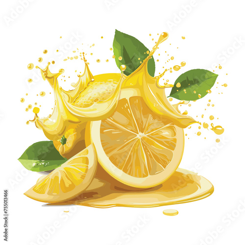 Vector vibrant yellow lemon fruit with a splash isolated on the background