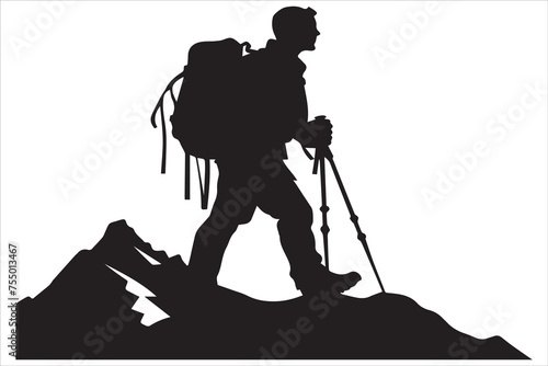 hiker silhouette vector illustration