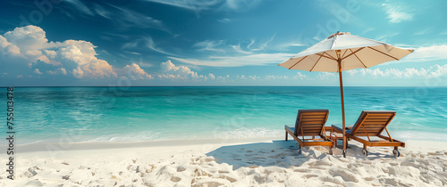 lounge chairs on the beach