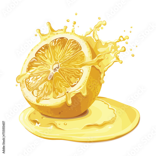 Vector vibrant yellow lemon fruit with a splash isolated on the background