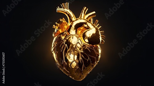 gold heart and green leaves