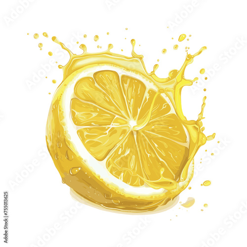 Vector vibrant yellow lemon fruit with a splash isolated on the background
