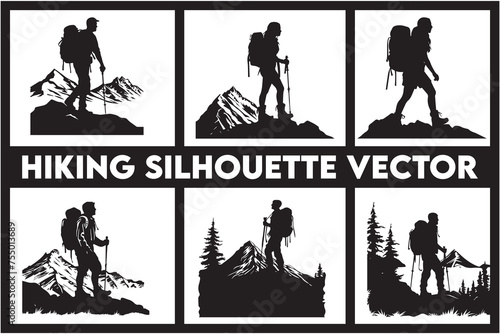 Hiking Silhouette Vector Bundle