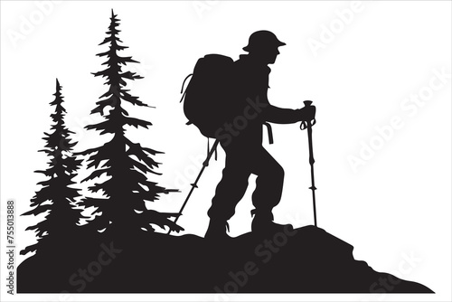 hiker silhouette vector illustration