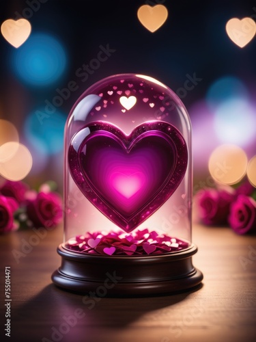 Magenta magic takes center stage with hearts and bokeh in panoramic Valentines setting Vertical Mobi