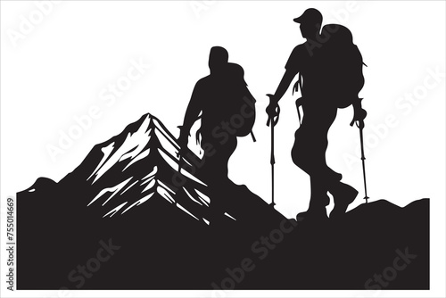 hiker silhouette vector illustration