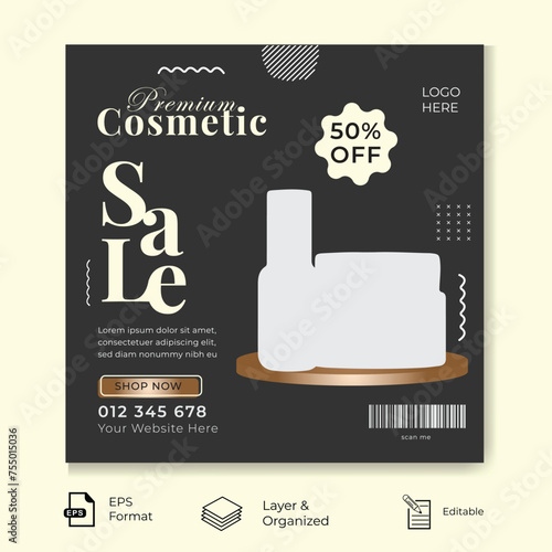 Skin care product cosmetic banner template.Beauty products in a podium promotion template. Health care product in a podium vector elegant background.