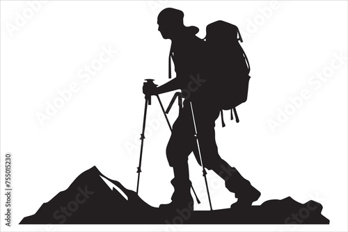 hiker silhouette vector illustration