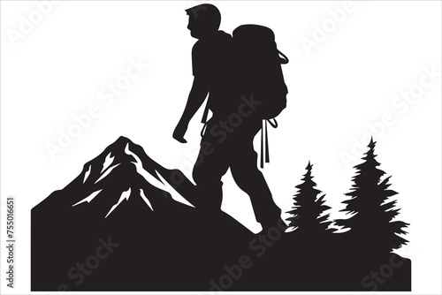 hiker silhouette vector illustration