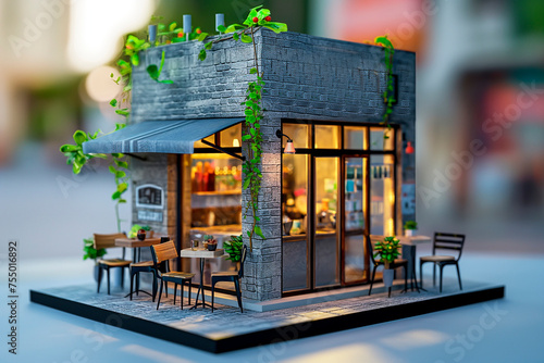 small street cafe of three-dimensional elements, 3d model