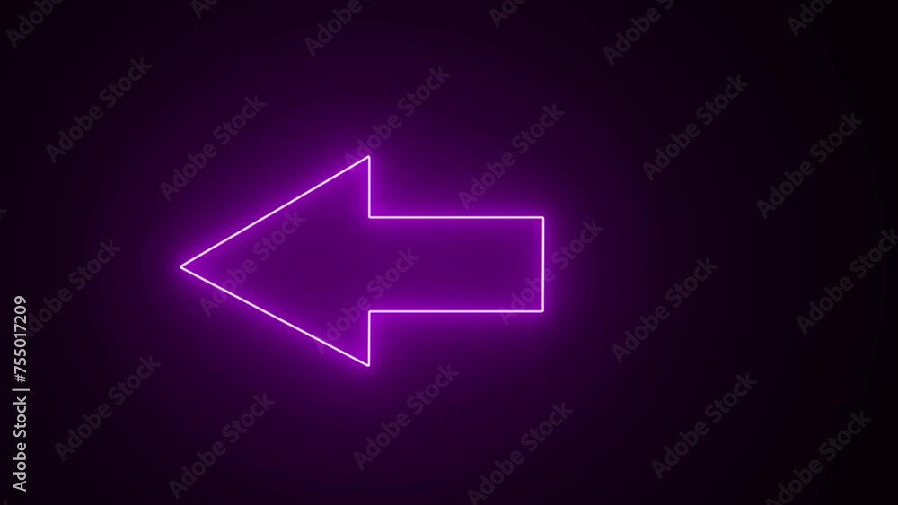 A glowing directional purple arrow neon sign Vector. abstract left neon arrow with animation background. A glowing directional purple arrow neon sign Vector. abstract left neon arrow with animation background.