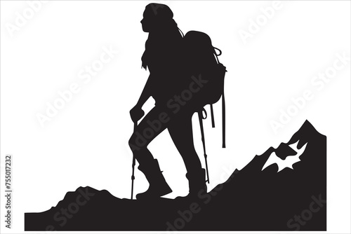 hiker silhouette vector illustration