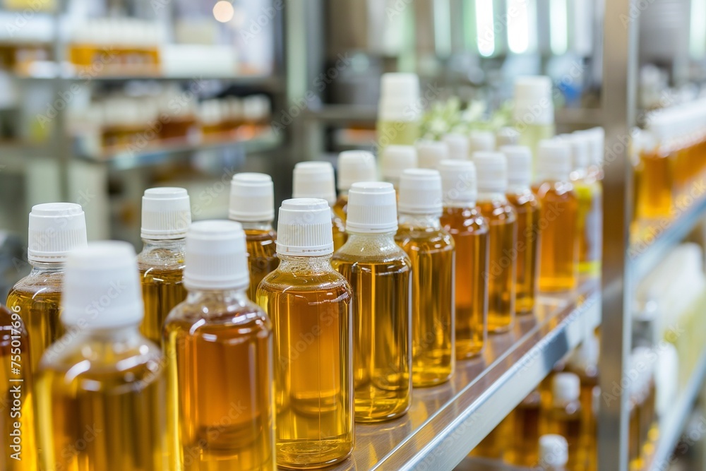 assembly line of a natural cosmetics factory, cosmetics on the conveyor line assembly line of a natural cosmetics factory, cosmetics on the conveyor line