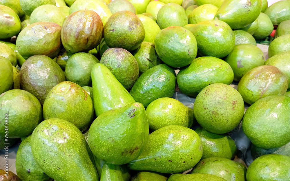 Fresh avocado fruits display case at the traditional market Fresh avocado fruits display case at the traditional market