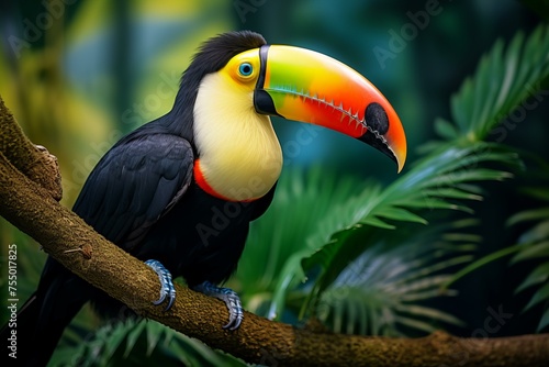 Vibrant Tropical toucan. Forest jungle bird. Generate Ai