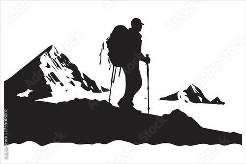 hiker silhouette vector illustration