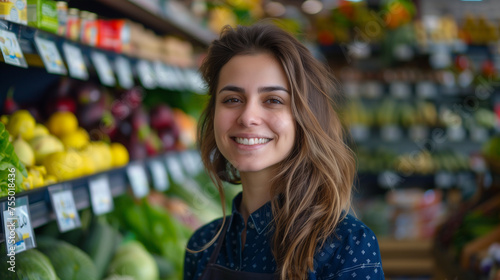 Smiling woman in health food store