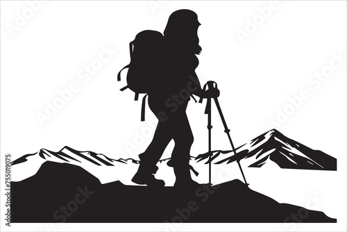 hiker silhouette vector illustration
