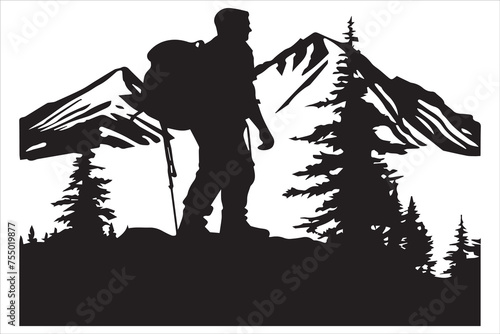 hiker silhouette vector illustration