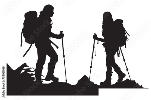 hiker silhouette vector illustration