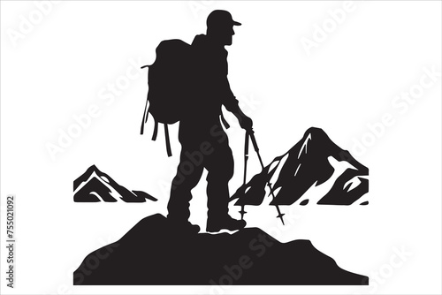 hiker silhouette vector illustration