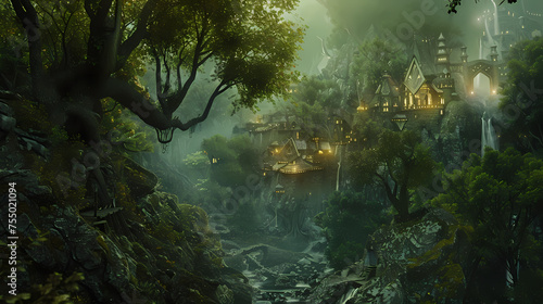 Generative AI  Ethereal Elven Sanctuary  Hidden Wonders in Ancient Woods