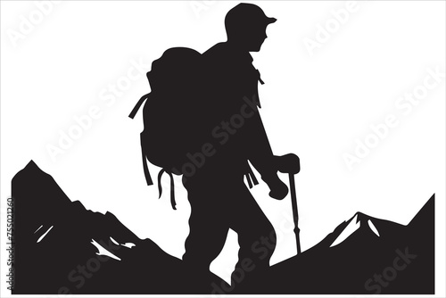 hiker silhouette vector illustration