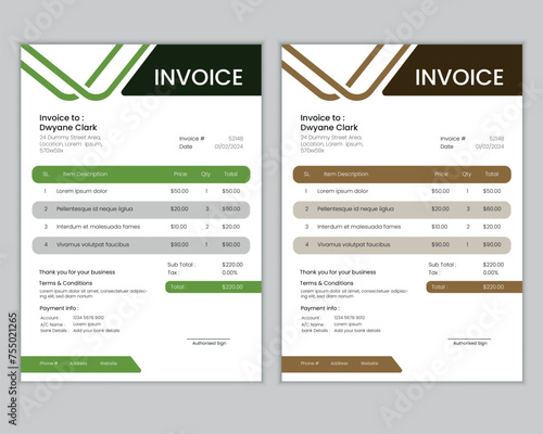 Abstract traditional style minimal invoice design