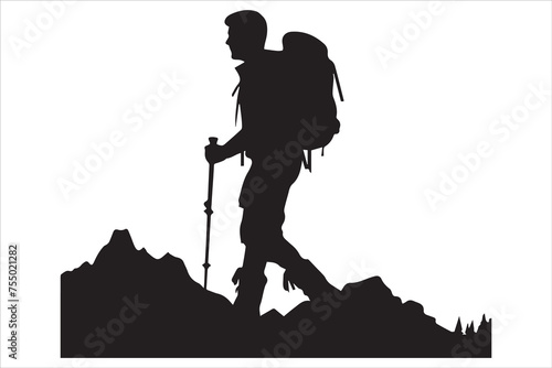 hiker silhouette vector illustration