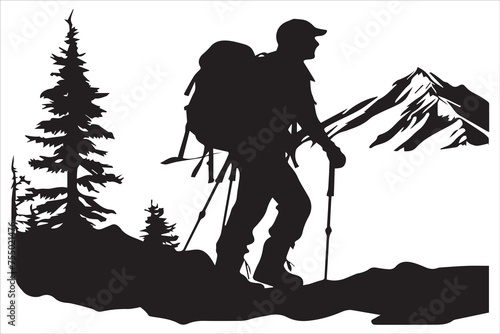 hiker silhouette vector illustration