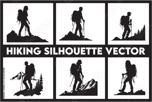 Hiking Silhouette Vector Bundle