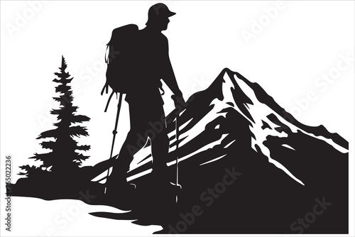 hiker silhouette vector illustration