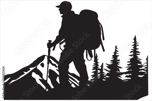 hiker silhouette vector illustration