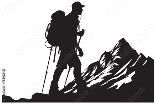 hiker silhouette vector illustration